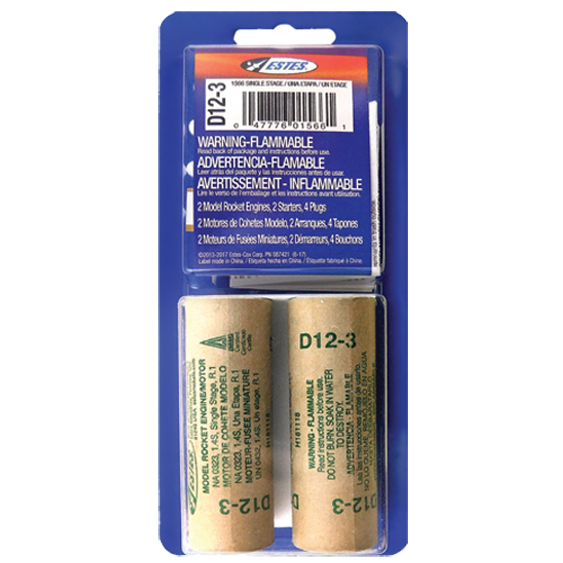 Estes D12-3 Engines Single Stage - 1566