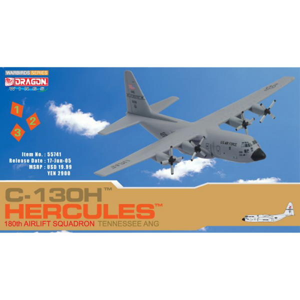 Dragon Models 1:400  C-130H Hercules, 180th Ailift Squadron, Tennessee ANG-55741