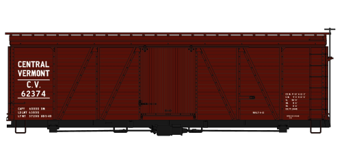 Central Vermont 36' Fowler Wood Boxcar - 1179